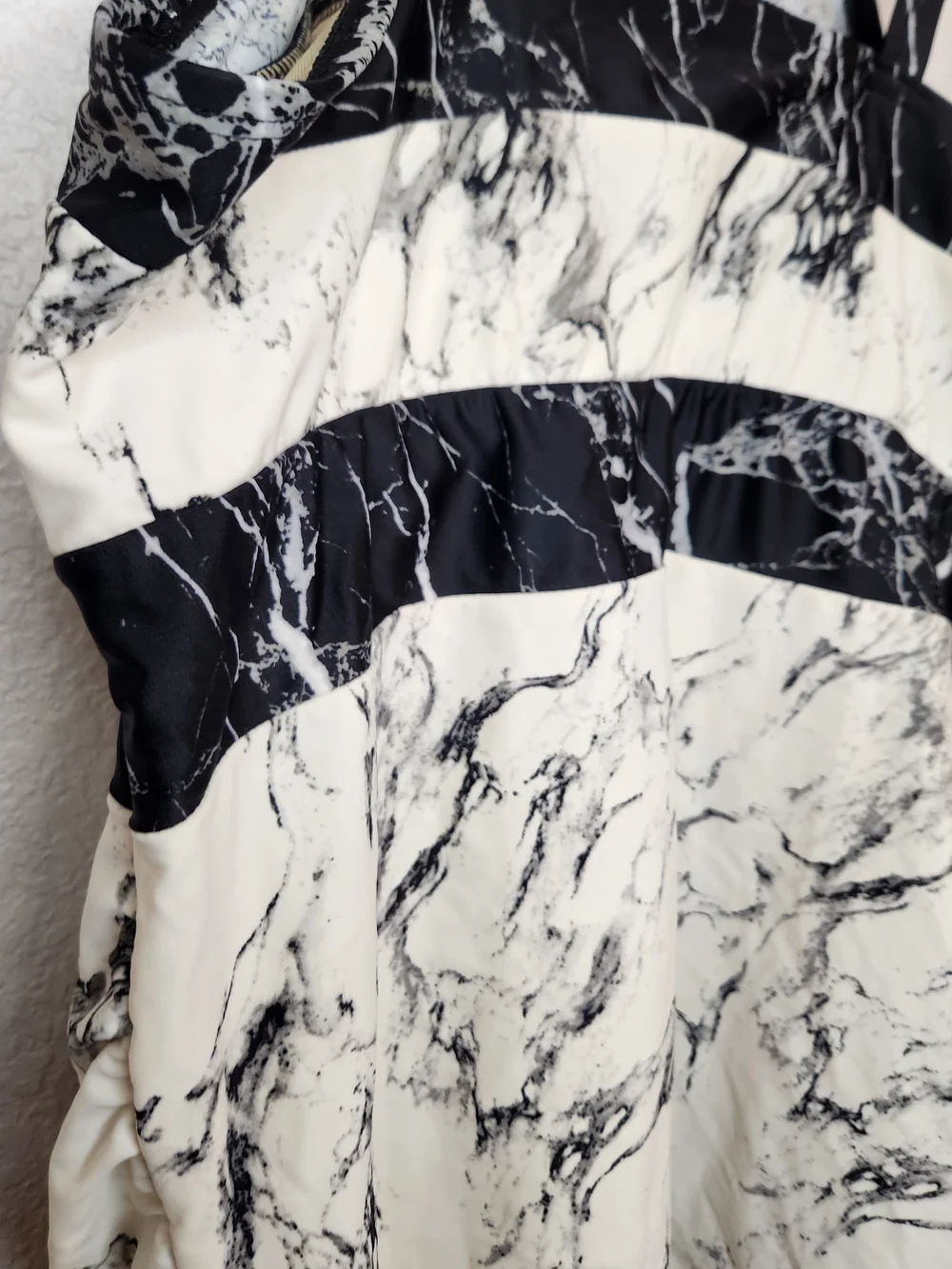 Cacique swim black white marble print tankini top cutout neckline size 16